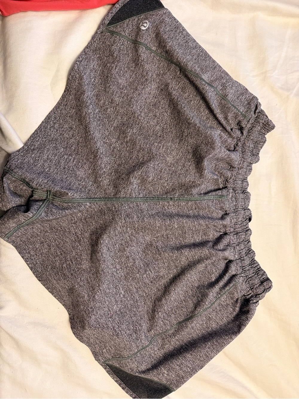 lululemon athletica Gray Heather Athletic Shorts with Green Stitching